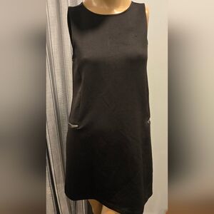 1036 Women's Forever 21 Size S Stretch Black Sleeveless Dress Zip Decor Back Zip